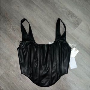 good american faux leather corset